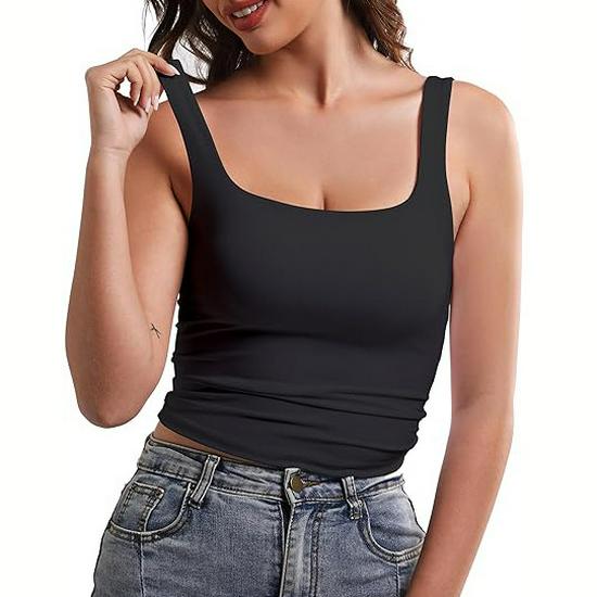 Женская летняя майка без рукавов с квадратным вырезом - Стильный дизайн