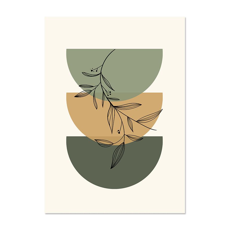 Бохо Зеленый Бежевый Геометрические Листья Абстрактный Плакат Середины Века Стены Искусства Холст Картины Отпечатки Картина Декор Интерьера Гостиной