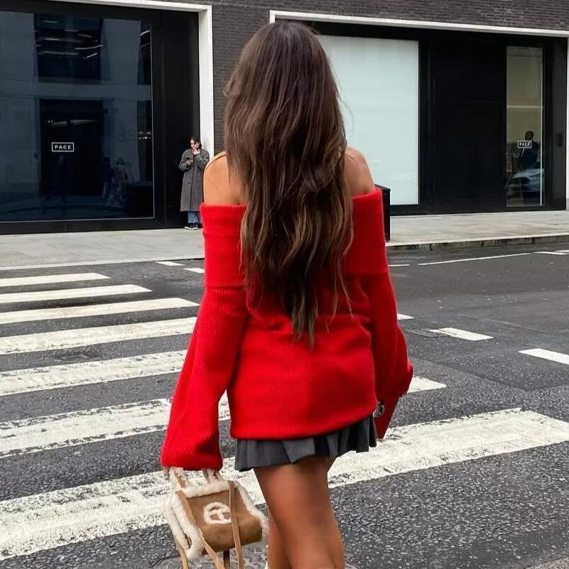 Женские свитера с открытыми плечами, с длинным рукавом, объемные, ребристые, трикотажные, на выход, весна-осень, топы, блузки, модные свободные свитера, топы для женщин