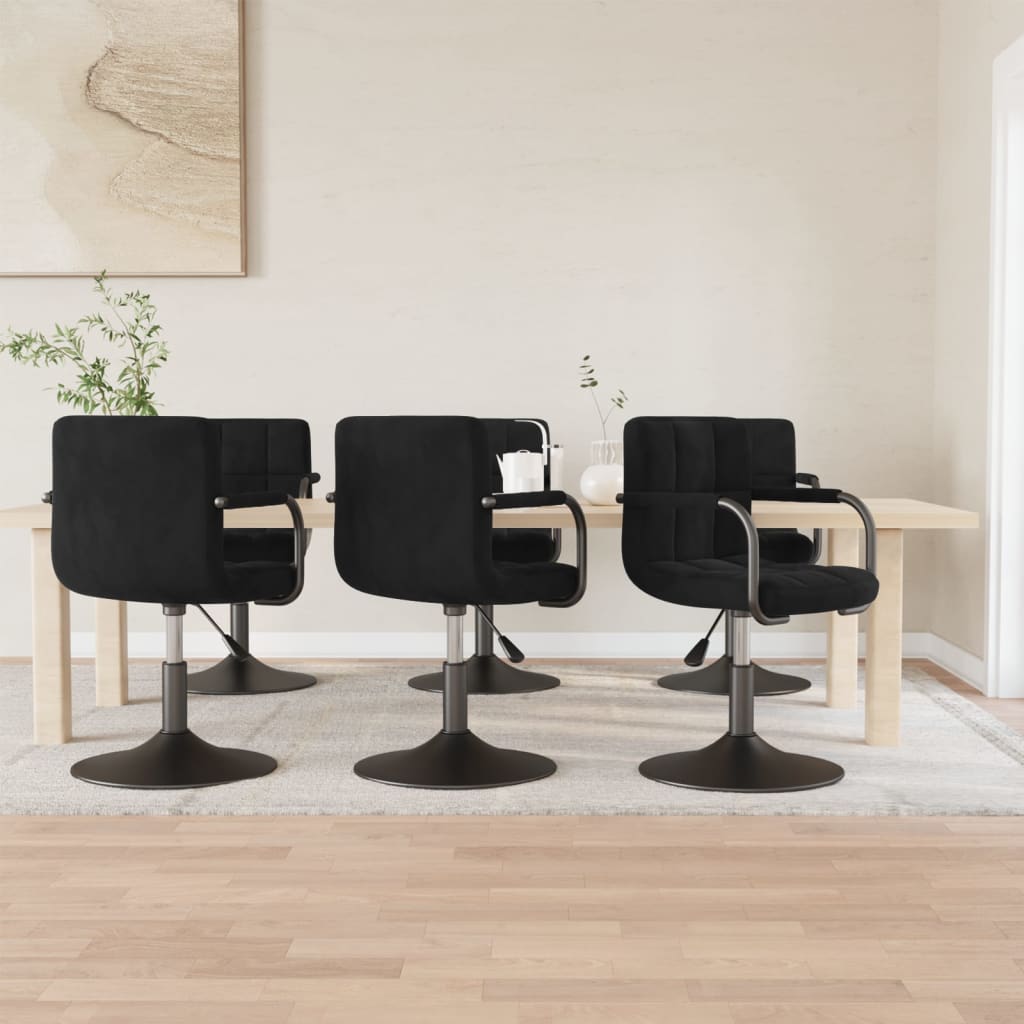 Dining Room Chairs 6 pcs Swivel Black Velvet
