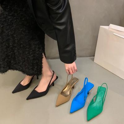 Женская обувь, модные женские летние слипоны на высоком каблуке, однотонные женские босоножки на каблуке с острым носком для офиса и карьеры