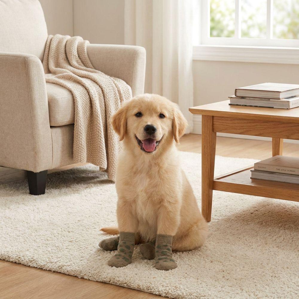 4PCS Wear Resistant Dog Anti-slip Socks Elastic Pet Floor Socks Pet Footwear for Dogs Cats