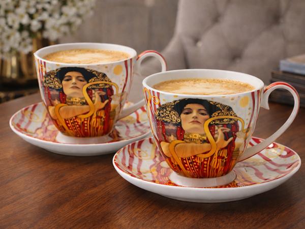 Porcelain Cups 2 Pcs. Klimt Judith 250 + Saucers - Heritage Of Art