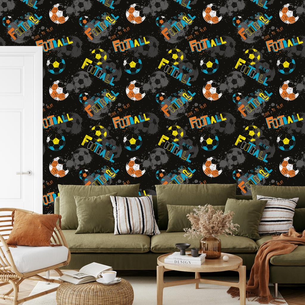 Colorful football wallpaper for living room and bedroom 50x1000