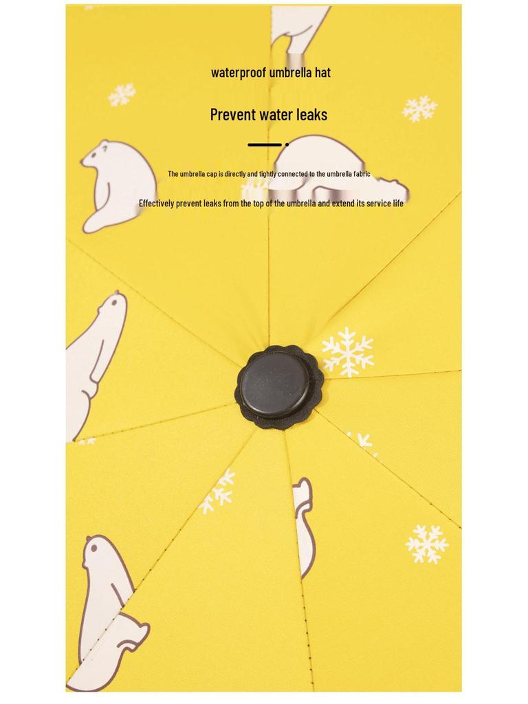 Cartoon Print Dual-Use Folding Sunshade Umbrella - UV Protection and Rainy Day Use