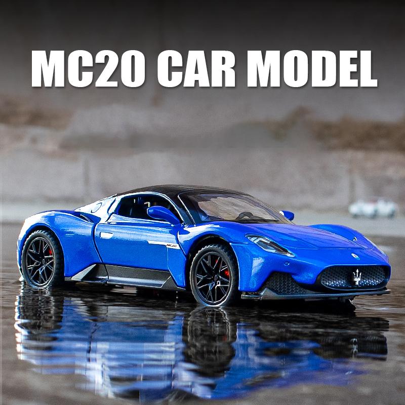 1:32 Мазерати MC20 Купе Сплав Спортивный Автомобиль Металлическая Модель Литья под Давлением Звук и Свет Игрушка с Оттягиванием Украшения для Компьютерного Стола Подарок для Детей
