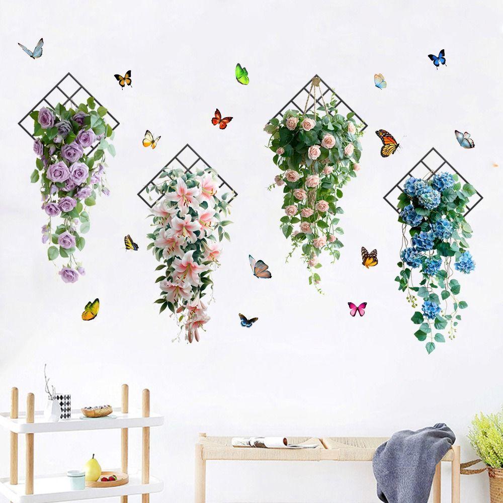 Flower & Butterfly Wall Sticker Multicolor Beautifual Decals Background Wall