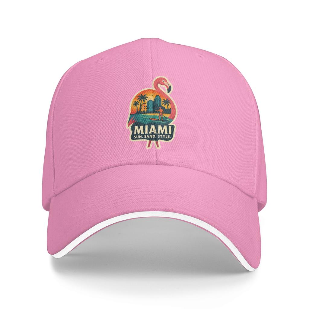Miami Flamingo Baseball Cap  Kpop Rock Sunscreen Trucker Hat Men Women Classic Custom DIY Baseball Caps
