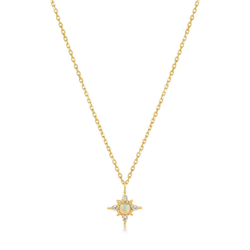 Simple Ins Wind S925 стерлингового серебра восьмиугольная звезда с бриллиантами премиум-класса Sense опал опал женское помолвочное ожерелье