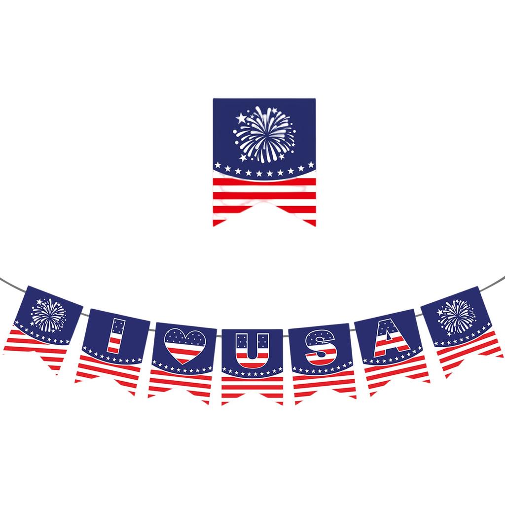 American Independence Day Letter Banner Decoration Holiday Party Layout Pull Flag