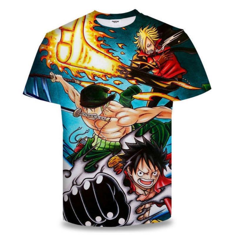 One Piece Zoro 3D Printing Anime Clothes Men's T-shirt Spring and Summer Short Sleeve Men's Trendy T-shirt Tops