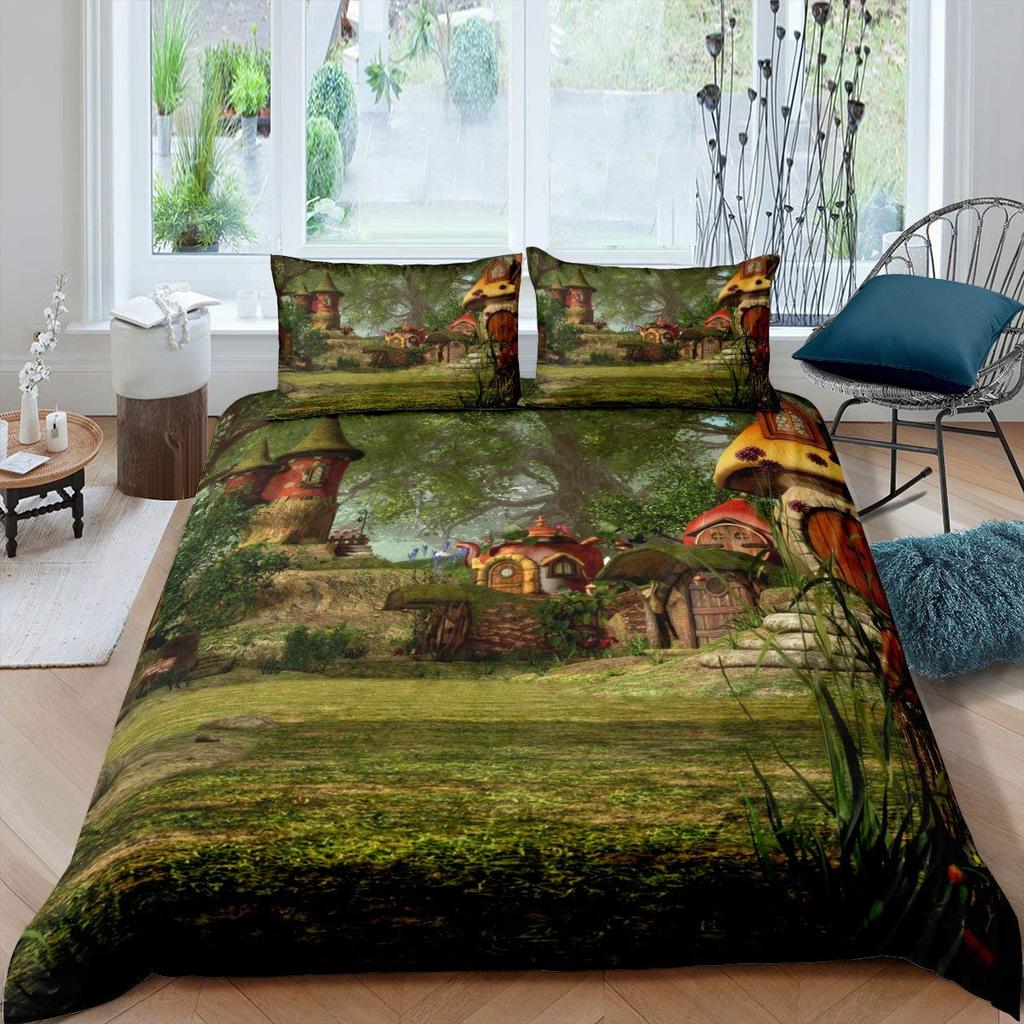 Пододеяльник с грибом, сказочным лесом, волшебным лилипутом, мультяшным грибом, растением, комплект постельного белья, Фэнтезийный сад, полиэстер, пододеяльник