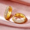 Huitan Luxury CZ Hoop Earrings for Women Gold Color Small Circle Earrings Fashion Versatile Lady's Ear Accessory Simple Jewelry