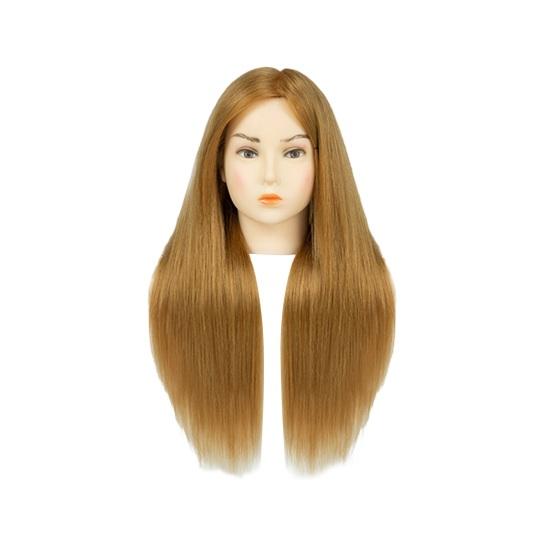 Mannequin Head with Real Hair Hairdresser Braiding Hair Styling Training Manikin Cosmetology Doll Head Brown Golden Hairdressing Makeup Practice Head