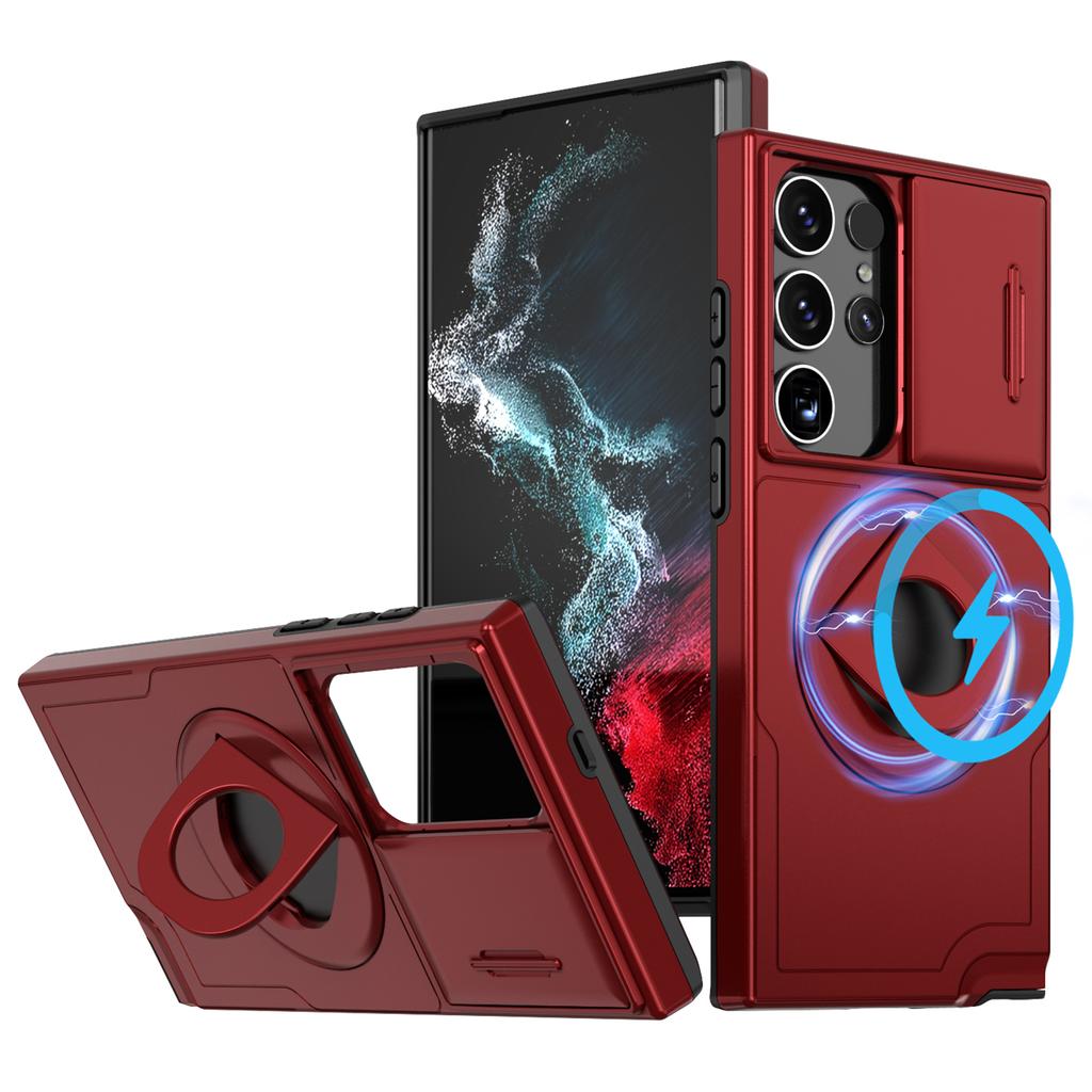 Для Samsung Galaxy S23 Ultra Магнитный чехол для телефона Магнит N52+ПК+ТПУ Ударопрочная крышка-подставка