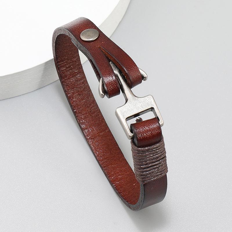 Punk Cowhide Leather Bracelets Bangles Fashion Anchor Bracelet Men Hot-selling Original Ocean Style Accessories Jewelry Gift