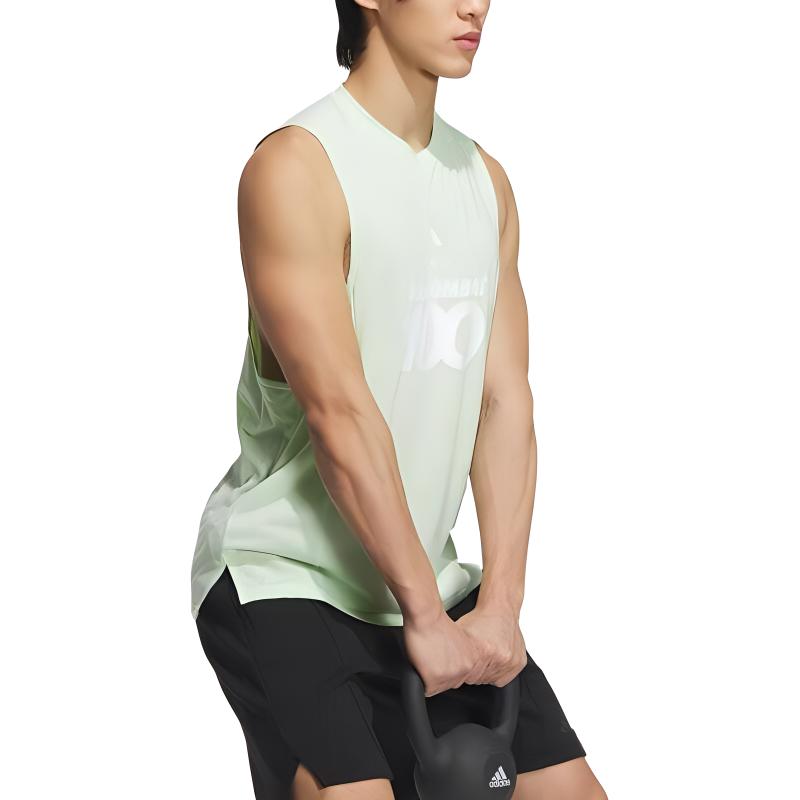 adidas X Les Mills Collaboration Fw24 Круглый вырез с буквенным номером Удобный модный жилет без рукавов Унисекс Топы Зеленый JY3021