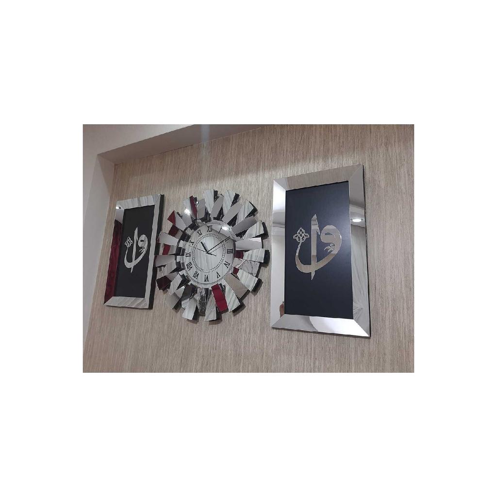 3-piece Wall Clock Roman Numeral 3d Piano Model Mirrored Plexi Silver Elif Vav