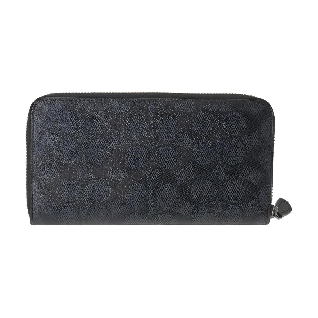 COACH Accordion Wallet Coated Canvas With Smooth Calfskin Wallet Mens Charcoal Black