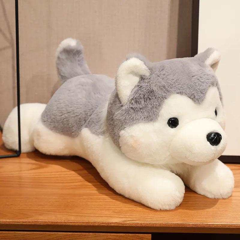 30/40/50CM Cute Husky Dog Plush Toy Stuffed Animal Soft Kawaii Lying Brown Gray Puppy Pillow Doll Toys for Birthday Xmas Gift