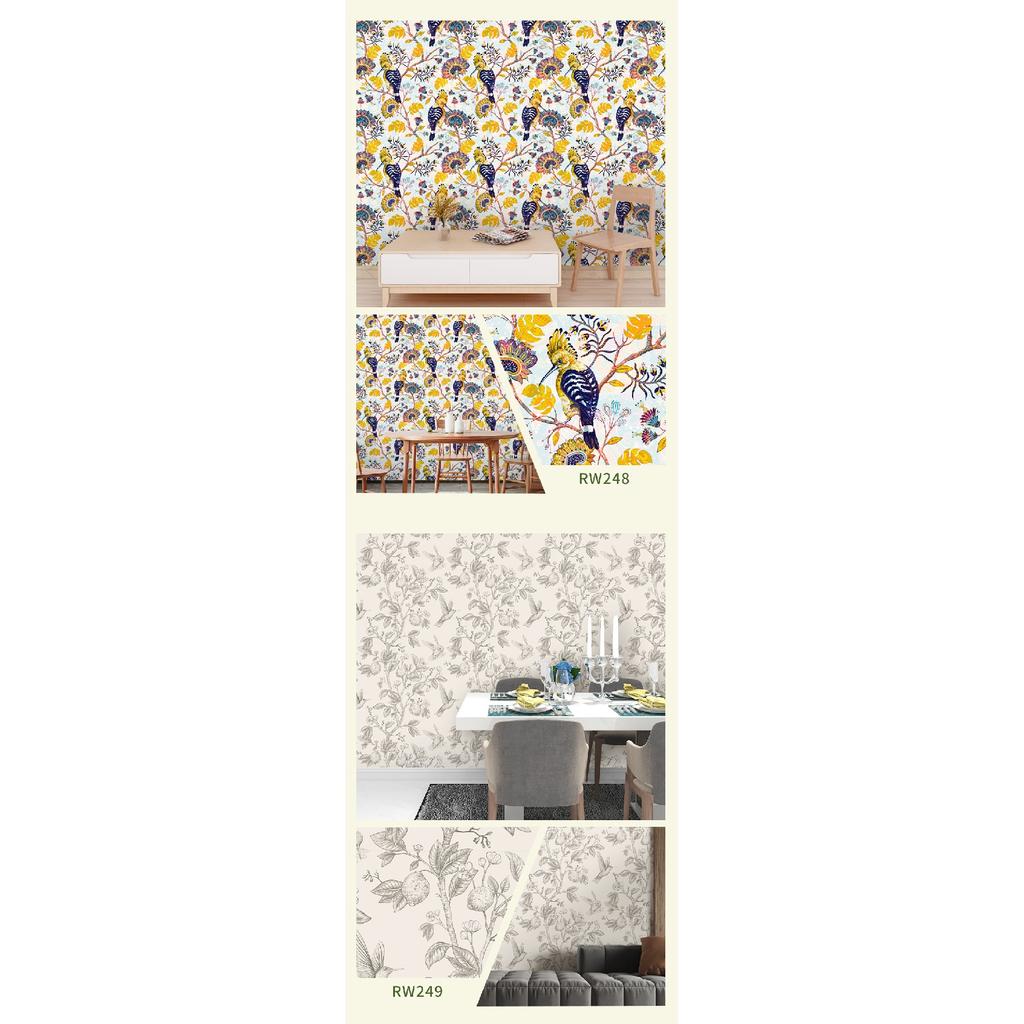 Самоклеящиеся обои для гостиной и спальни (Цветы и птицы Зеленое растение)