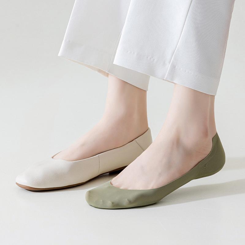 Ice Silk Boat Socks for Women Shallow Invisible Socks Towel Cotton Bottoms Women Deodorant Sponge Pad Anti-heel Drop Socks