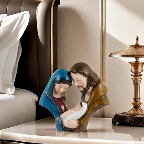 Статуэтка Святого Семейства Рождество Адвент Статуэтка из смолы Иосиф Дева Мария Иисус Рождение Иисуса Скульптура