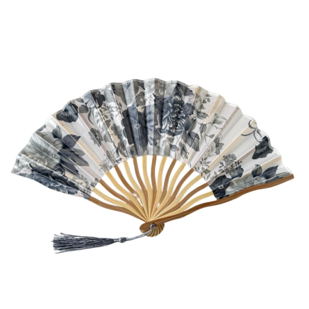 Шелковый складной веер в китайском стиле, классический складной веер с кисточкой, старинный ручной веер, подарок для девушки