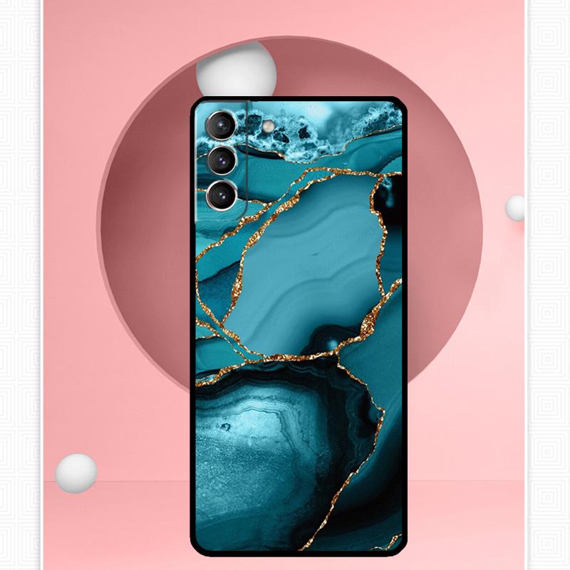 Бирюзово-синий золотой агатовый мраморный чехол для Samsung Galaxy S23 S24 Ultra S8 S9 S10 S22 Plus Note 10 20 Ultra S20 S21 FE