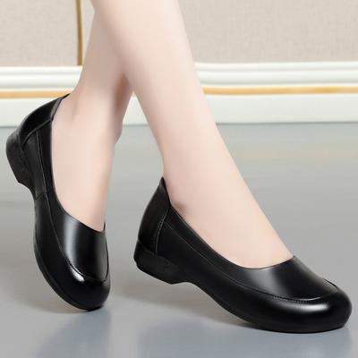 Женские туфли-лодочки из натуральной кожи с мелким вырезом, больших размеров, на низком каблуке, с удобной мягкой подошвой, лоферы, повседневная обувь