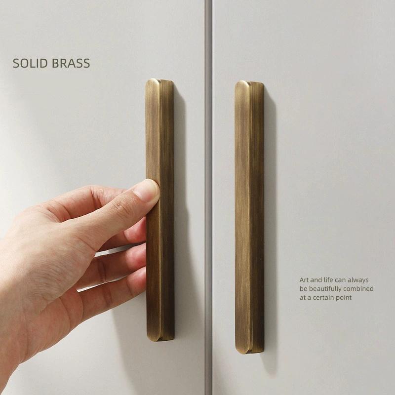 Antique Copper Handle, Simple High-end Cabinet Wardrobe Door Handles, Retro Pure Brass Pulls