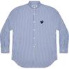 Comme des Garcons Play Black Emblem Striped Button Up Shirt Blue/White Men Streetwear AX-B018-051-1