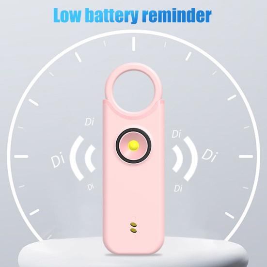 Женская личная сигнализация безопасности 135 дБ громкий звук Type-C перезаряжаемый портативный брелок с вытяжным кольцом и стробоскопом