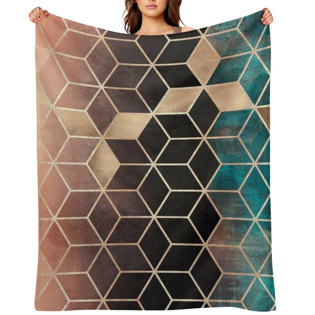 Ombre Dream Cubes Throw Blanket Luxury Throw For Baby Camping Custom Blankets