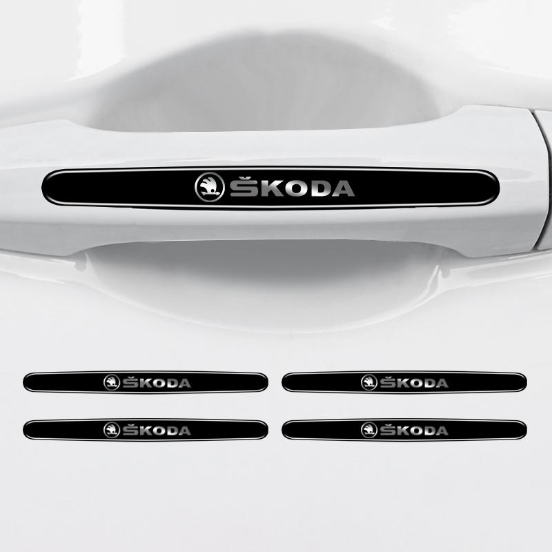 AAABU1 4/8Pcs Car Door Handle Protective Anti-scratch Stickers For Skoda Octavia KAMIQ KODIAQ SUPERB RAPID FABIA YETI
