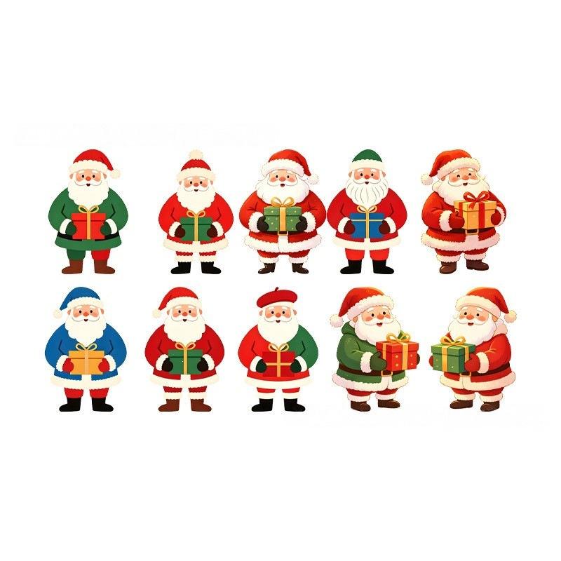 Whimsical Wooden for Christmas Ornaments 10-Piece Set Various Poses Cute Hanging Decorations Tree Home Decor Gift Tags