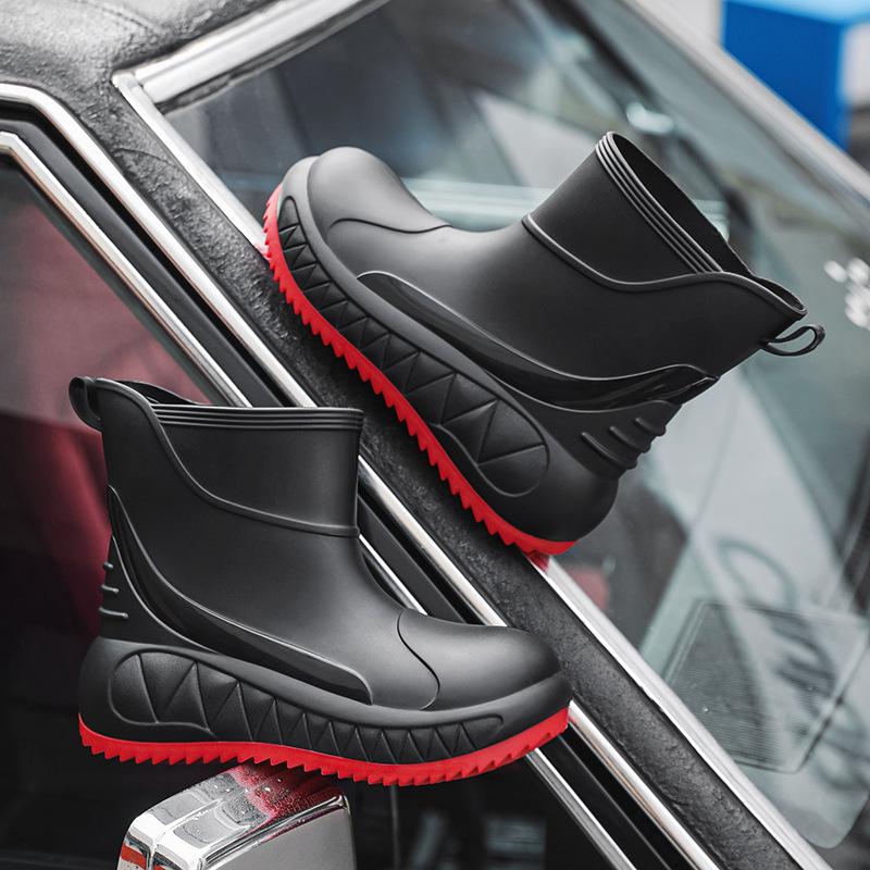 Модная дождевая обувь мужская короткая труба верхняя одежда мягкая подошва водонепроницаемая обувь для рыбалки на открытом воздухе нескользящие кухонные резиновые сапоги обувь для автомойки