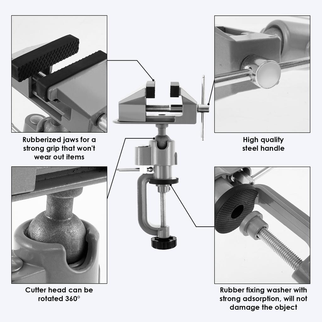 Mini Bench Vise Table Clamp 360° Rotatable Portable Work Bench Vise Fixed Tool for Drilling Woodworking Jewelry Making
