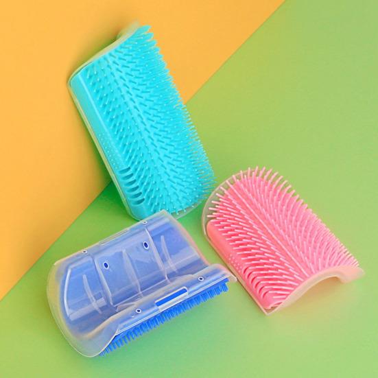 Cat Corner Scratcher Self-Grooming Massage Comb with Catnip Easy To Install Wall Corner Massage Comb Scratcher Grooming Brush Tool
