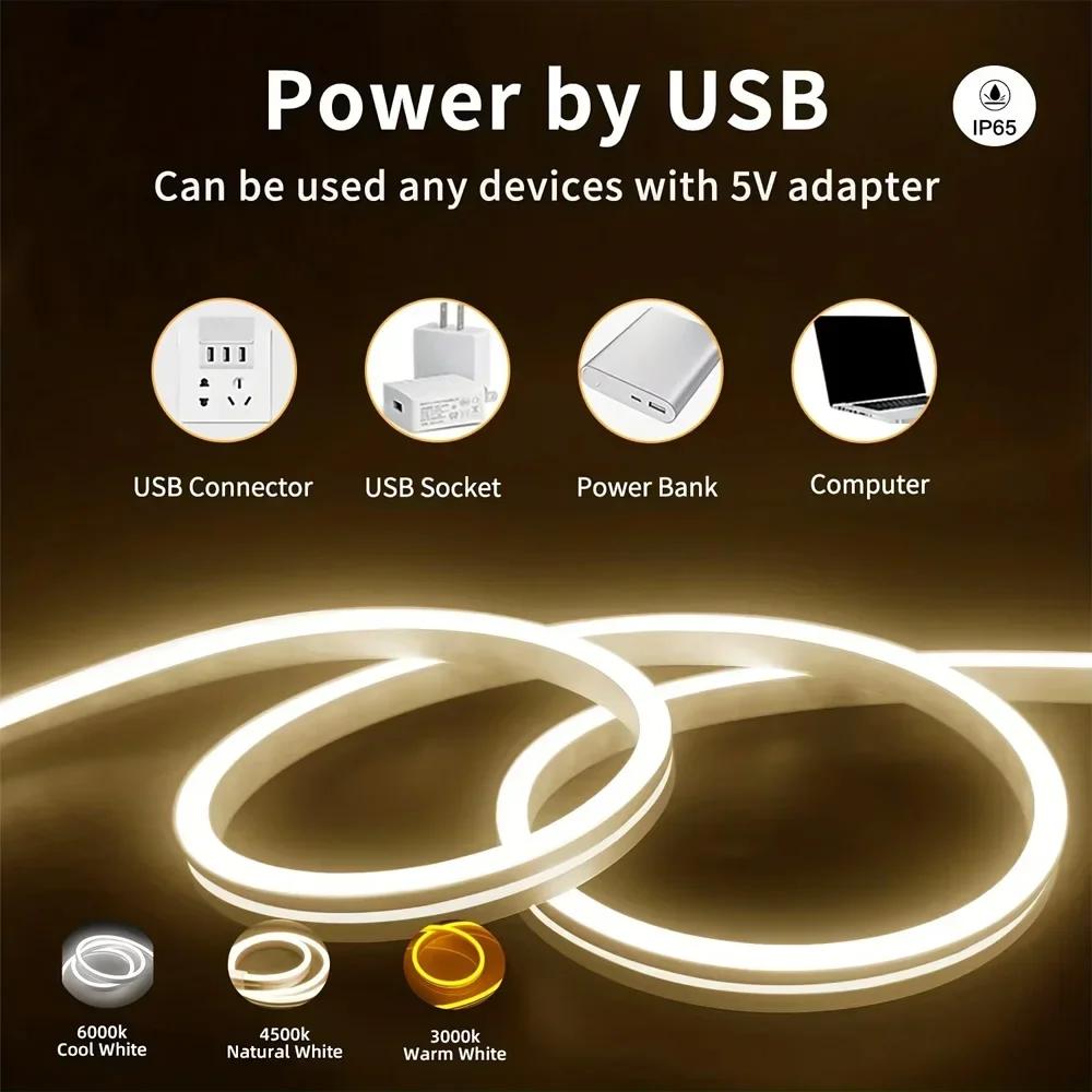 Неоновая светодиодная лента USB 5V Водонепроницаемая Гибкий шнур с выключателем-датчиком движения Декор комнаты Подсветка телевизора Игровой сетап Декор
