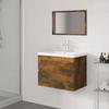 VidaXL Bathroom Furniture Under Sink Cabinet Mirror Vanity Cabinet Storage Cabinet Interior Smoked Oak Wood 3152873