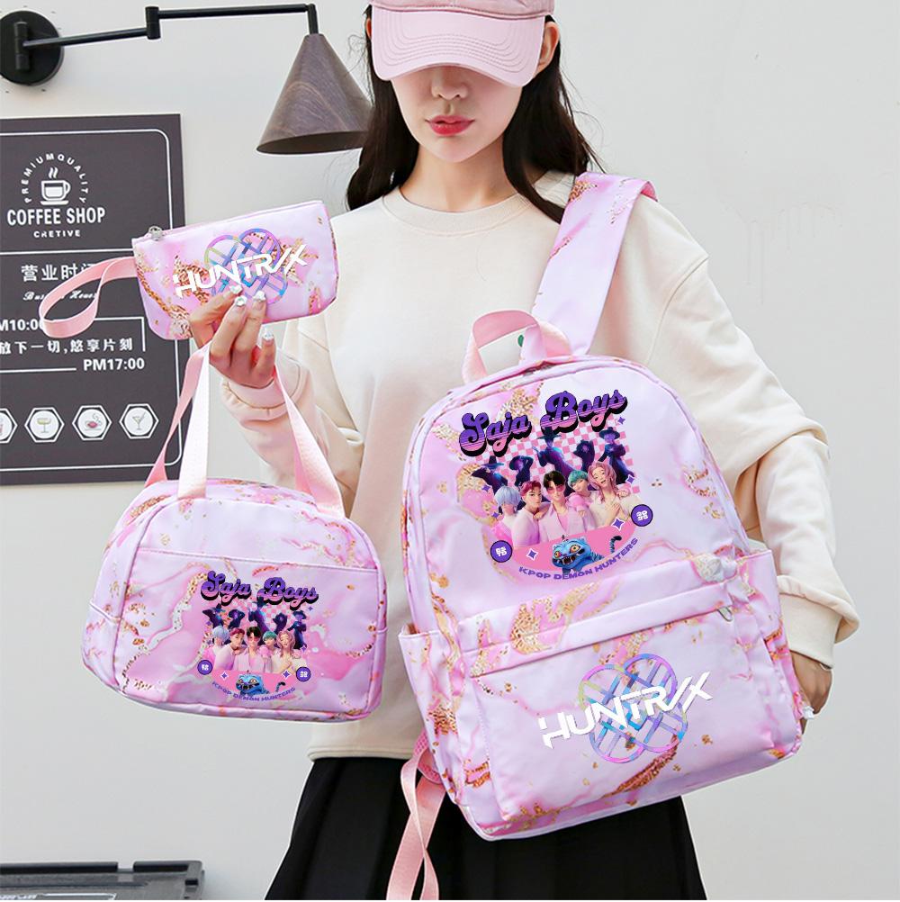 3 шт./комплект Аниме K-pop Пенал с принтом, Сумка-рюкзак с ручкой для Подростка Студента Девочки Мальчика, Водонепроницаемая Дорожная Сумка Mochila