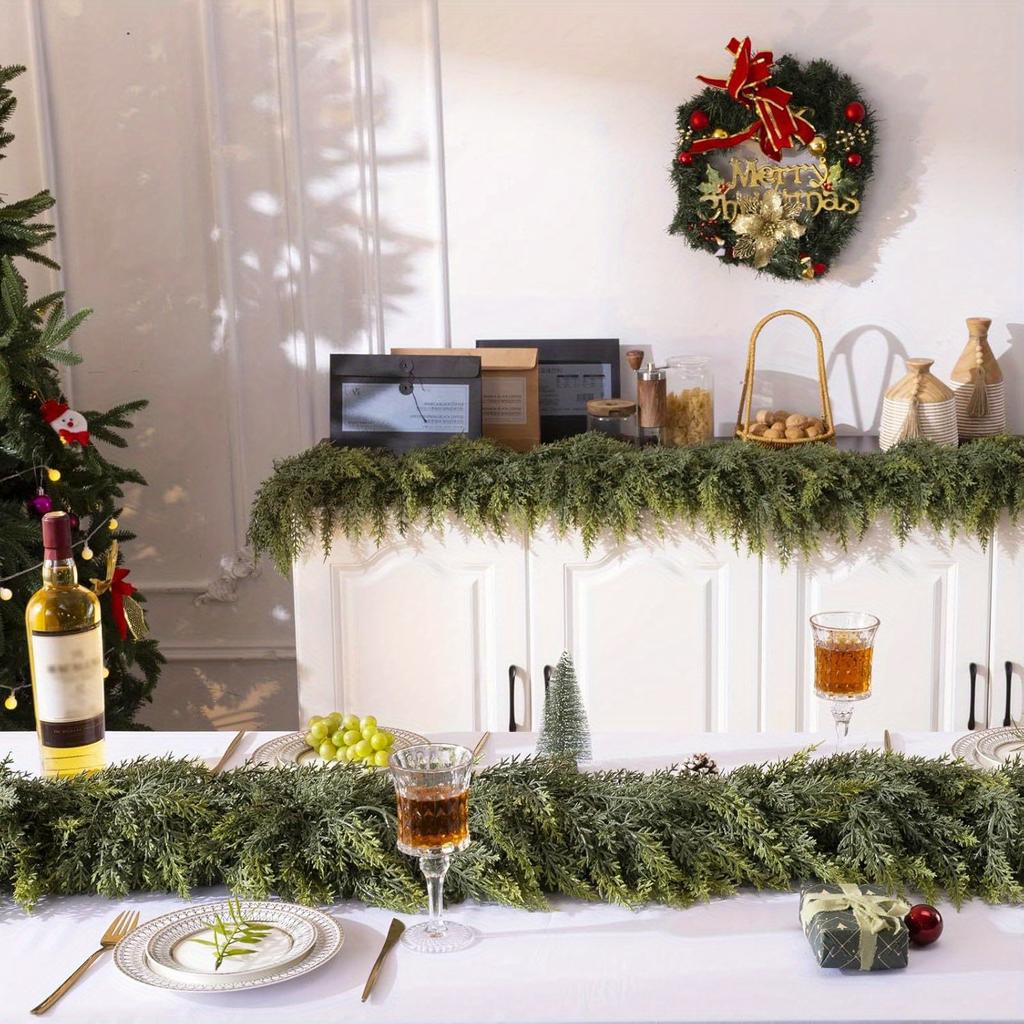 Рождественская гирлянда из кедра 6/9 футов, реалистичные искусственные сосновые гирлянды, зеленая искусственная гирлянда для зимнего дома, камина