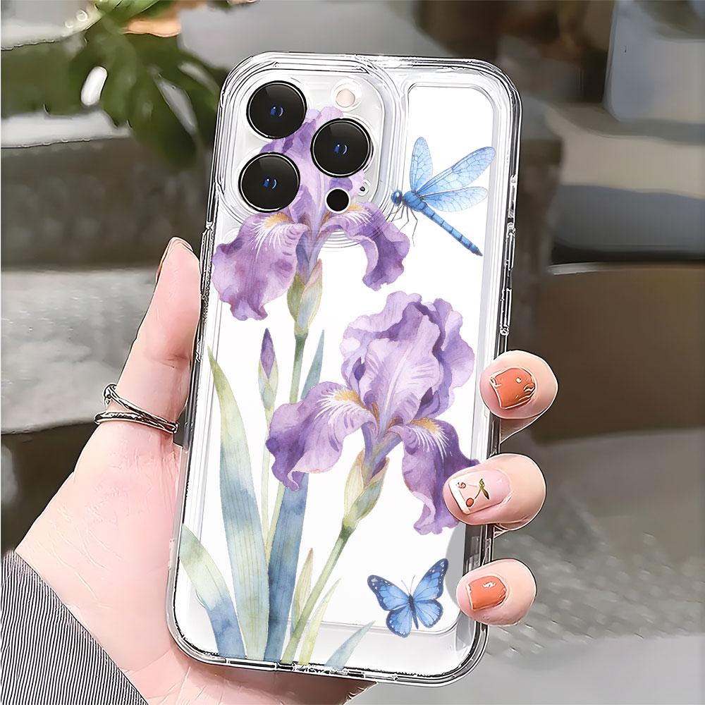 Purple Irises Blue Dragonfly Butterfly soft TPU Phone Case for Xiaomi Redmi Note 15 14 13 12 11 10 9 Pro Plus 4G 5G Soft Cover