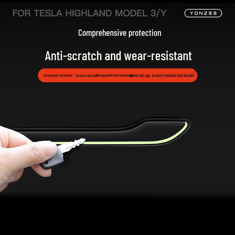 Светящиеся наклейки на ручки дверей Tesla Model Y/3 - Декоративные аксессуары с ночным свечением