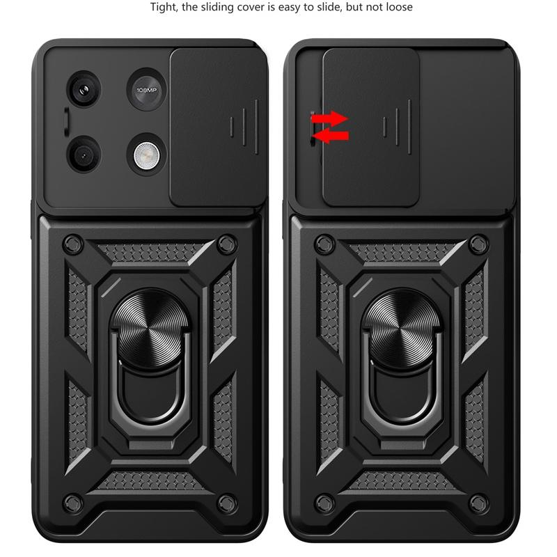 Чехол Armor для Xiaomi Poco X6 Pro C65 C40 M6 M5 F6 F5 X5 X4 F4 GT, защита объектива с кольцом, магнитный держатель, бизнес-чехол с полной защитой