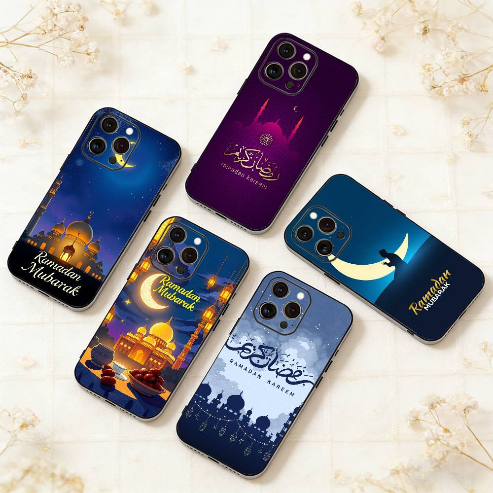 Eid Mubarak Ramadan Kareem Phone Case For iPhone 17,16,15,14,13,12,11 Plus,Pro Max,XS,Soft Silicone Black Cover