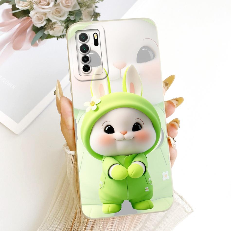 For Huawei Nova 7 SE 5G / P40 Lite (5G) CDY-NX9A CDY-NX9B Cute Cat Flower Cartoon Phone Case Shockproof Soft Silicone Bumpers