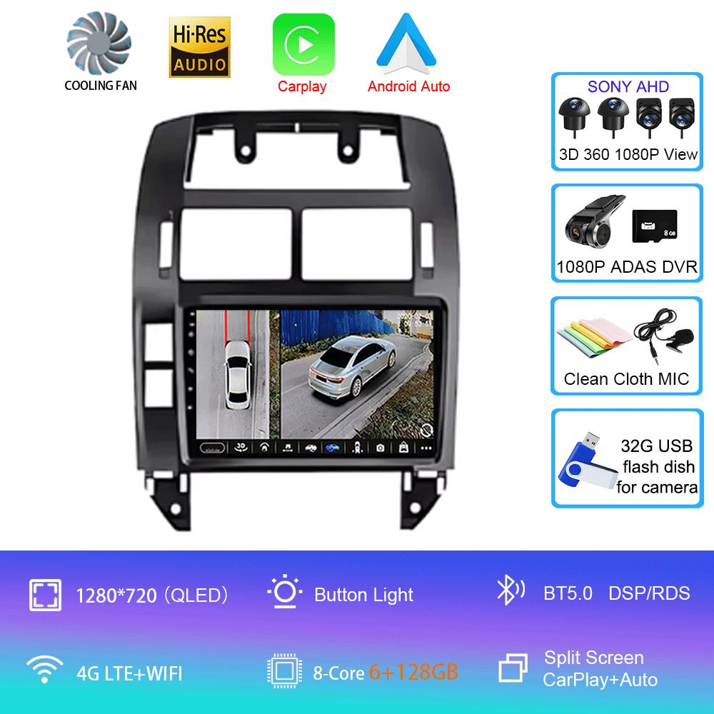 Для Volkswagen VW Polo MK4 6Q 9N 9N3 2004-2009 Автомобильный радиоприемник Android 14 Авто Мультимедиа Видеоплеер GPS Carplay QLED Экран Стерео