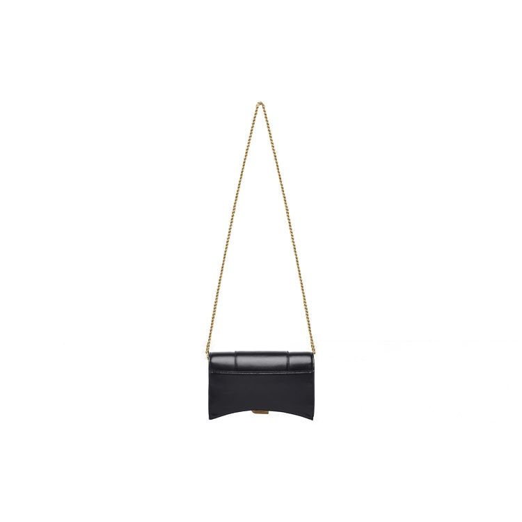 Balenciaga Hourglass Bag With Gold Chain And Internal Zipper Pocket In Calfskin Mini Women bags Black 656050-1QJ4M-1000